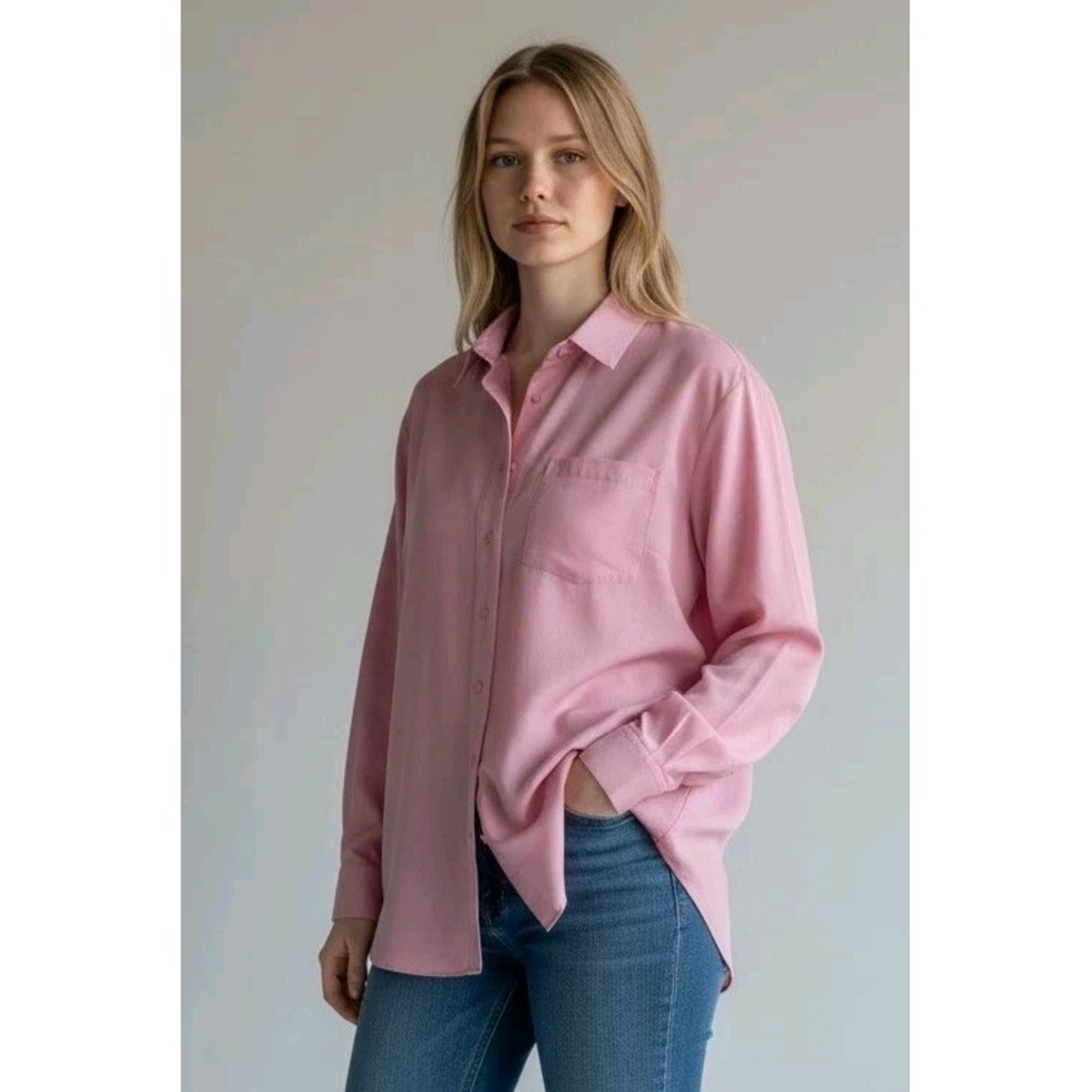 Foxcroft Pink Button Down 24W Coastal Grandma Preppy Spring Office Travel